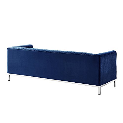 Sean Velvet 3-Seat Sofa With Chrome Base, Navy #TOP6