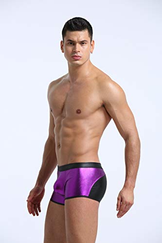 Men Shiny Liquid Metallic Underwear Bikini Swimsuit Boxer Brief Trunks4