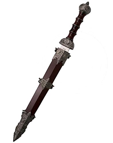 ECOMMUR Daga Gladius Burdeos | Cuchillo-puñal templario histórico de coleccionista con Vaina. Colección de artículos Antiguos