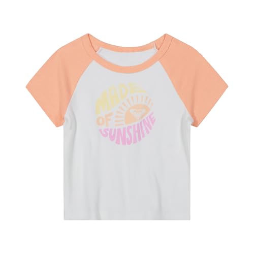 Image of Roxy Girls' Short Sleeve Snug Fit Ribbed Tee, Crew Neck Graphic T-Shirt, Soft & Comfortable