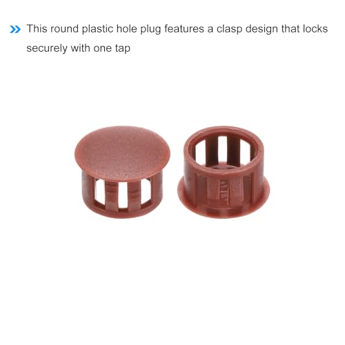 Image of MECCANIXITY 64PCS 14mm(9 /16 inch) Red Brown Plastic Hole Plugs, Flush Type Panel Hole Plugs Insert End Caps for Locking Hole Tubes Furniture Cabinet