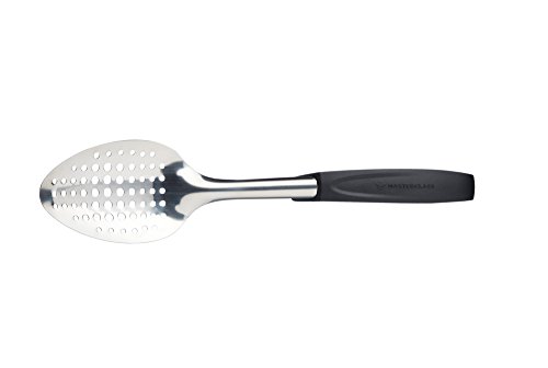 MasterClass Colour-Coded Catering-Quality Stainless Steel Slotted Spoon, 34 cm (13.5") - Black (General)