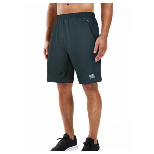 Souke Sports Shorts de corrida masculino 2 em 1 para treino 17,78 cm secagem rápida academia shorts atléticos forro bolsos com zíper, Cinza, G