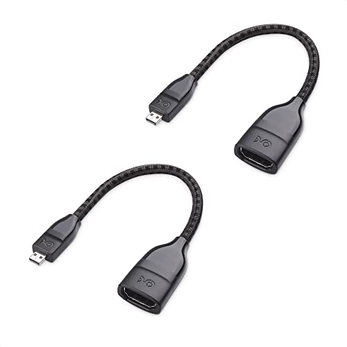 Cable Matters 2-Pack 8K / 4K 120Hz Micro Hdmi To Hdmi Adapter & 1-Pack Premium Braided 48Gbps Ultra Hd 8K Hdmi Cable 6.6 Ft / 2M #TOP4