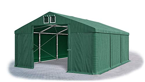 Das Company Lagerzelt 5x6m wasserdicht dunkelgrün Zelt 560g/m² PVC Plane ganzjährig Zelthalle Winter Plus SD