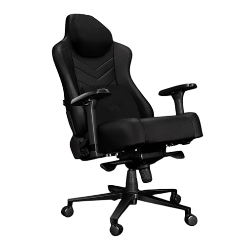 YUMISU Silla Gamer de Oficina 2053F para Gaming - Negro con Cojines magnéticos para Cuello y Lumbar - de Piel sintética con reposabrazos 4D - Sillón Gaming con Ruedas de Goma silenciosas 150 kg