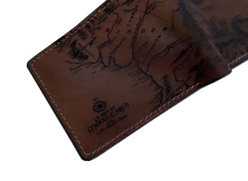 Image of Vintage Handmade Mens Wallet - Genuine Leather Bifold with Map Engraving, Customizable Gift - 7WA
