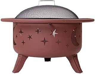 Amazon Basics Moon and Star Round Wood Burning Fire Pit - 32-Inch, Weathered Finish