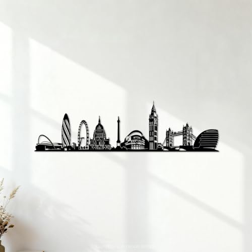 Jeu de rue urbain sur la ligne d'horizon de Londres en Angleterre Stickers muraux en PVC 34.5x124.5cm Plusieurs tailles disponibles Noir