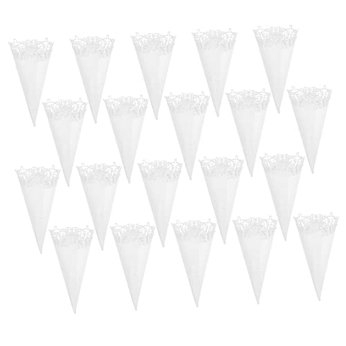 Fontaine à papier et cône de confettis de mariage : lot de 100 porte-fleurs blancs creux