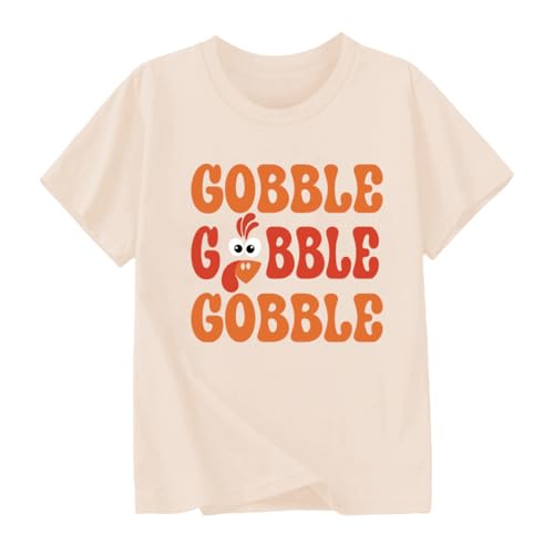 Turkey Gobble Gobble Boy Outfit Thanksgiving Turkey T-Shirt Graphic Tee Tops 5-6 Years