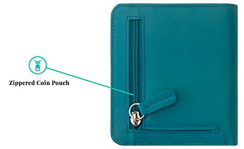 Personalized RFID Leather Womens Mini Wallet With Credit Card Holders and Coin Pocket - Teal/Cobalt Blue4