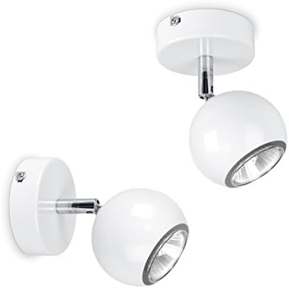Pair of - Modern Single Eyeball Wall Spotlights in Gloss White Finish