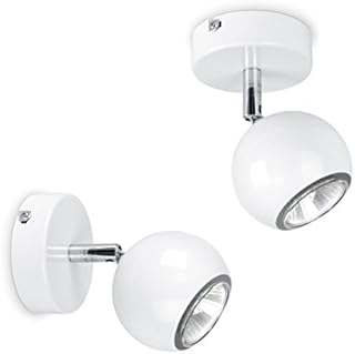 Pair of - Modern Single Eyeball Wall Spotlights in Gloss White Finish