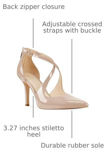 Image of Womens Pumps High Heels Pointed Toe Crossed Strap D'Orsay Zip up Stilettos Party Dress Shoes