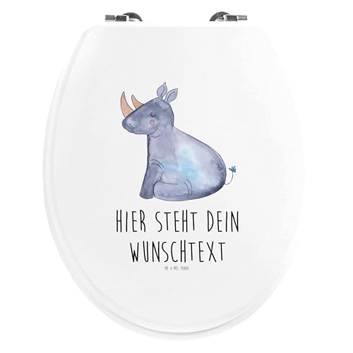Mr. & Mrs. Panda Personalisierter WC Sitz Motiv Einhorn Nashorn - Personalisierte Geschenke, Nashörner, Toilettensitz, Unicorn, Toilettendeckel, Klodeckel, WC-Sitz, Zoo, Lustig, Klobrille, Regenbogen