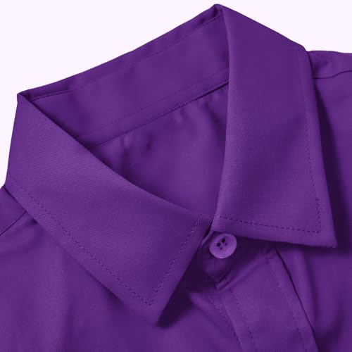 Image of Boys' Button Down Dress Shirts Kids Long Sleeve Solid Collared Uniform Shirt for Toddler Boy (Size 2T-20)