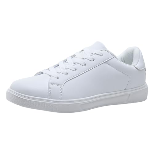 Sneaker da Donna con Suola Piatta, Scarpe Sportive da Donna in Pelle Bianca, per Il Tempo Libero, Leggere, per Camminare, Sportive, da Jogging, con Lacci Running Shoes