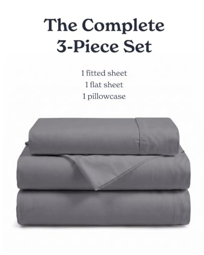 Image of Beckham Hotel Collection 100% Cotton Twin Sheet Set, 3-Piece, Dark Gray