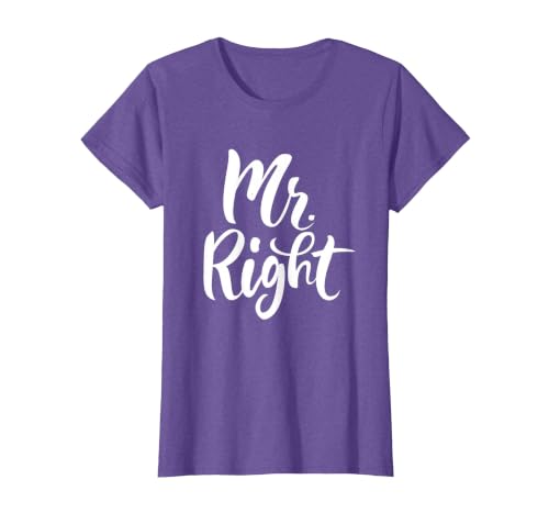 Mr Right Funny Cute Husband T Shirt T-Shirt, Women, Purple Heather, Small
