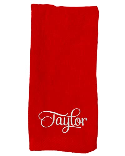 Monogrammed Hand Towel, Size 16" X 26", Custom Embroidered Towel, Personalized Decorative Towel For Bathroom, Kitchen, And Gym, Highly Absorbent Personalized Towel, Cotton Terry Hand Towel(Red) #TOP1
