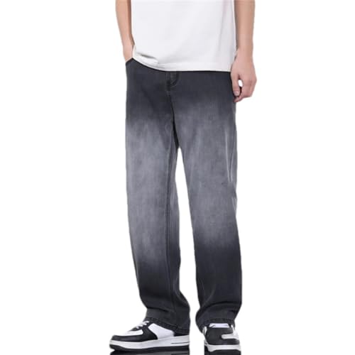 Men's Summer Gradient Jeans Loose Wide Leg Straight Fit Retro Style Streetwear Denim Trousers
