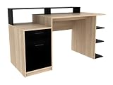 Vente unique   Bureau avec rangements Zacharie   Coloris : chêne et Noir