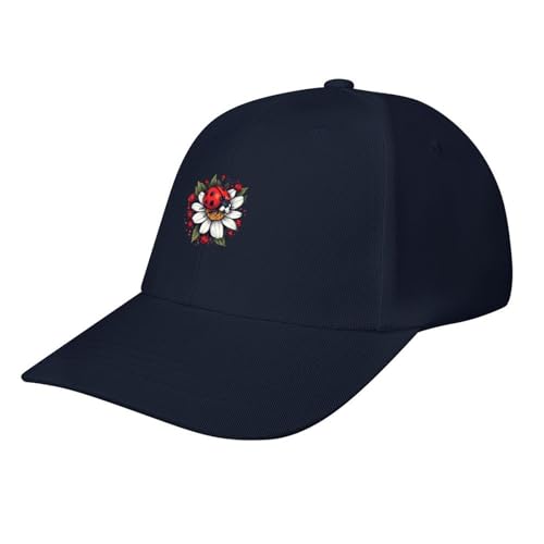 Daisy Flower Ladybug Insect Baseball Cap Adjustable Dad Hat Trucker Caps for Running Workouts Outdoor All Seasons