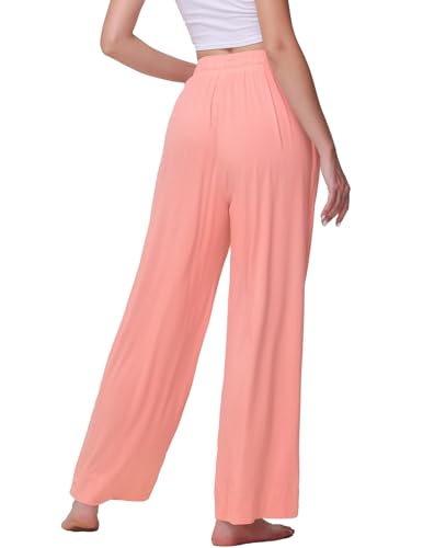 Image of Veseacky Women's Wide Leg Lounge Pants Yoga Pajamas Comfy Stretch Drawstring Pajamas Puls Size Dance Bottoms S-4XL