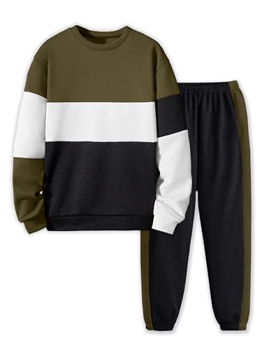Boys Clothes Long Sleeve Color-blocked Sweatshirt Tops and Pants Winter Outfits Kids Clothes Boys for 6-16 Years
