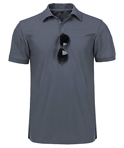SwissWell Poloshirt Herren Kurzarm Tennis Golf Atmungsaktiv Sweatshirt Outdoor Sommer Freizeit Sport Schnelltrocknend Poloshirt für Herren Knopfleiste(012-Dunkelgrau-L) Cover