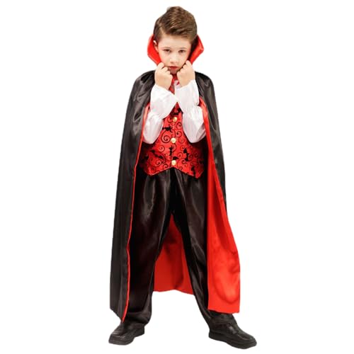 Capa Infantil 80cm Vampiro Drácula Com Gola Pirata Festa Baile Halloween Carnaval