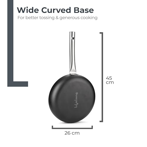 Image of Lifelong Carbon Steel (Iron) Fry Pan 24cm | High Heat Stir Fry & Searing Pan with Long Stainless Steel Handle | Naturally Seasoned Non-Stick Surface | Induction & Gas Compatible | Lightweight Build