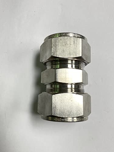 Unión recta 25 mm con doble virole acero inoxidable 316 3