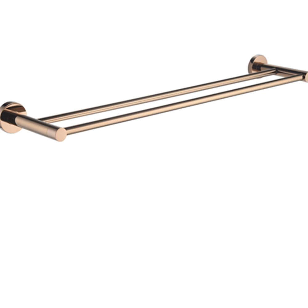 Double porte-serviettes or rose et accessoires pour une salle de bain ordonnée au quotidien