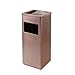 ZHICHUAN Outdoorowe kosz na śmieci na zewnątrz / wewnątrz wpuszczany kosz na śmieci, kwadratowy modny kosz na śmieci z popielniczką ze stali nierdzewnej na zewnątrz kosze na śmieci z pokrywą uchwyt na popiół/różowe złoto