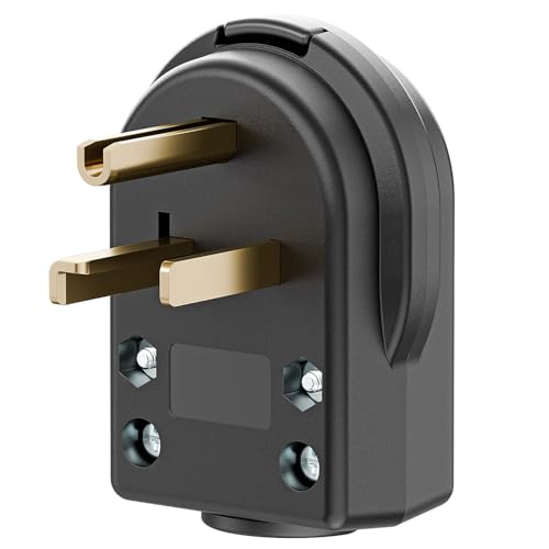 Image of 30AMP 125 Volt Nema 5-30P Plug, Plugrand 30 Amp 125 Volt Angle Plug, 3 Pole 3 Wire Grounding Straight Blade Connector for Welders, Work with Cable OD Max. 1.0 Inch
