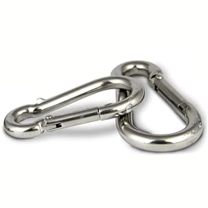 Protech 2 Stück Feuerwehrkarabiner 40mm Edelstahl