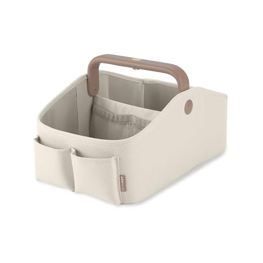 Skip Hop Diaper Caddy Organizer with Touch Sensor Night Light Nursery Style Oat