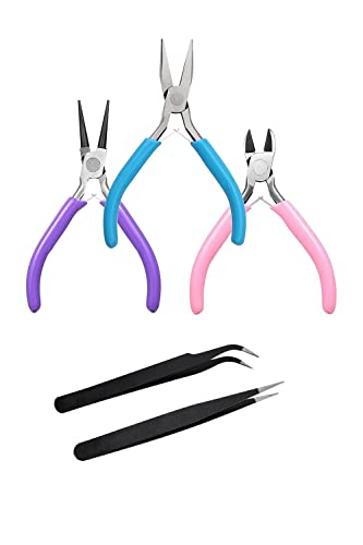 YFFSFDC 手芸ツール アクセサリー工具セット 5点セット 手芸ペンチセット 手芸用品 ペンチ ピンセット ハンドメイド DIY 道具 手作り アクセサリ用工具セット