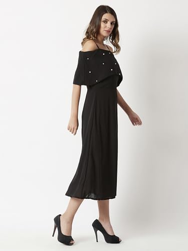 Image of Miss Chase Women's Round Neck Sleeveless Polyester Ruffled Knee- Length Dress