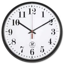 12.75" Round Radio Controlled Wall Clock, Plastic Case, Black
