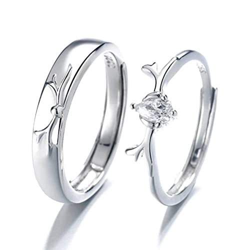 Bague couple argent S925 ajustable pour homme et femme