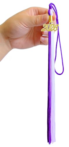Image of Purple and White Graduation Tassel 2026 for Grad Cap and Graduation Ceremony Accessory Decoration