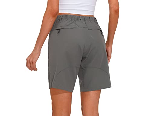 Mapamyumco Women’s Hiking Shorts Quick Dry Stretch For Golf Outdoor Camping Travel, Zipper Pockets Gray L #TOP3