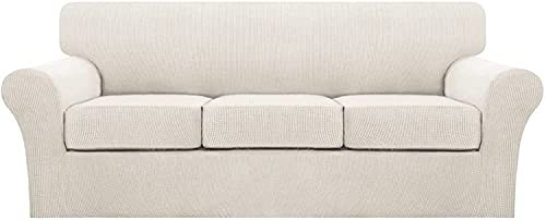 ESOUY Housse de canapé très Extensible avec Housses de Coussin séparées (Housse de Base et Housse de Coussin) en Tissu Jacquard élasthanne à Carreaux...