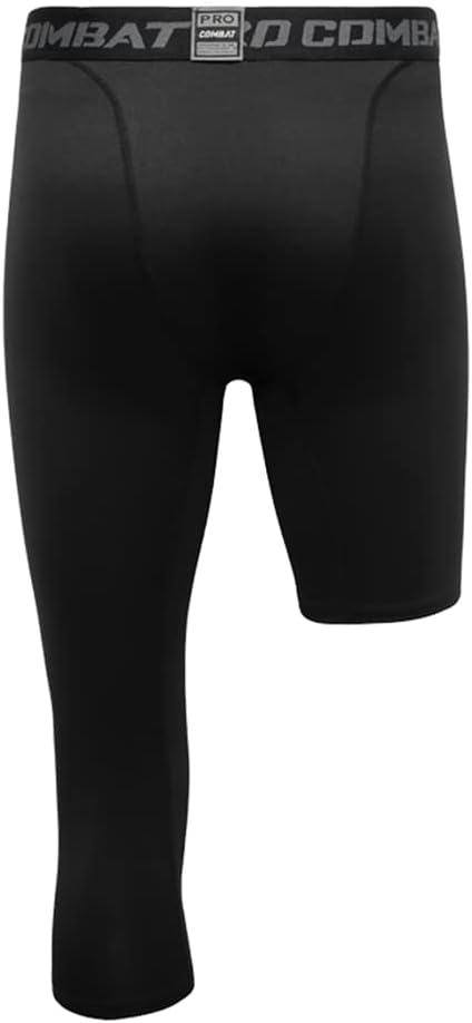 Men's One Leg Compression Pants 3/4 Basketball Single Leg Tight Sports Pants Athletic Base Layer Leggings