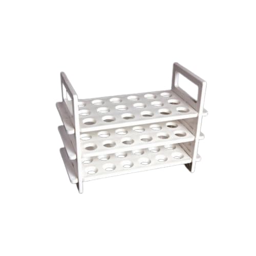 Test Tube Rack, 3-Tier Plastic Holder, 13 x 18 Holes, White, Laboratory Organiser Stand-image-34