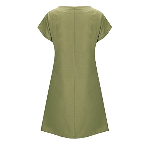 Generic CASUAL DRESS CLEARANCE SALE Womens Summer Cotton Linen Dresses Casual V Neck Short Sleeve Midi Dress Floral Embroidery Shirt Dress Plus Size S-5X Amazon Of Prime Big Deal Days Boho Clothes thumb #5