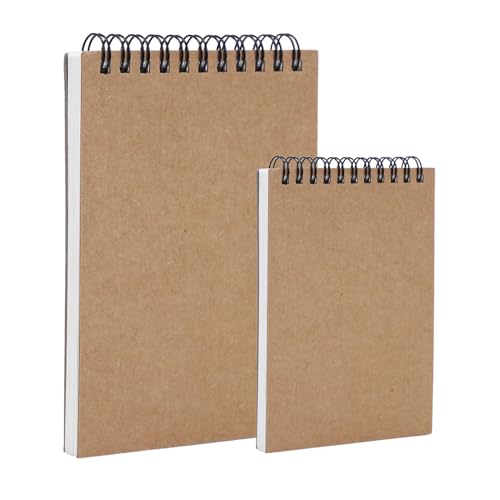 AB Max Carnet de croquis à spirales avec couverture kraft pour art, dessin, agenda, lettres, mémos (A5 + A6)